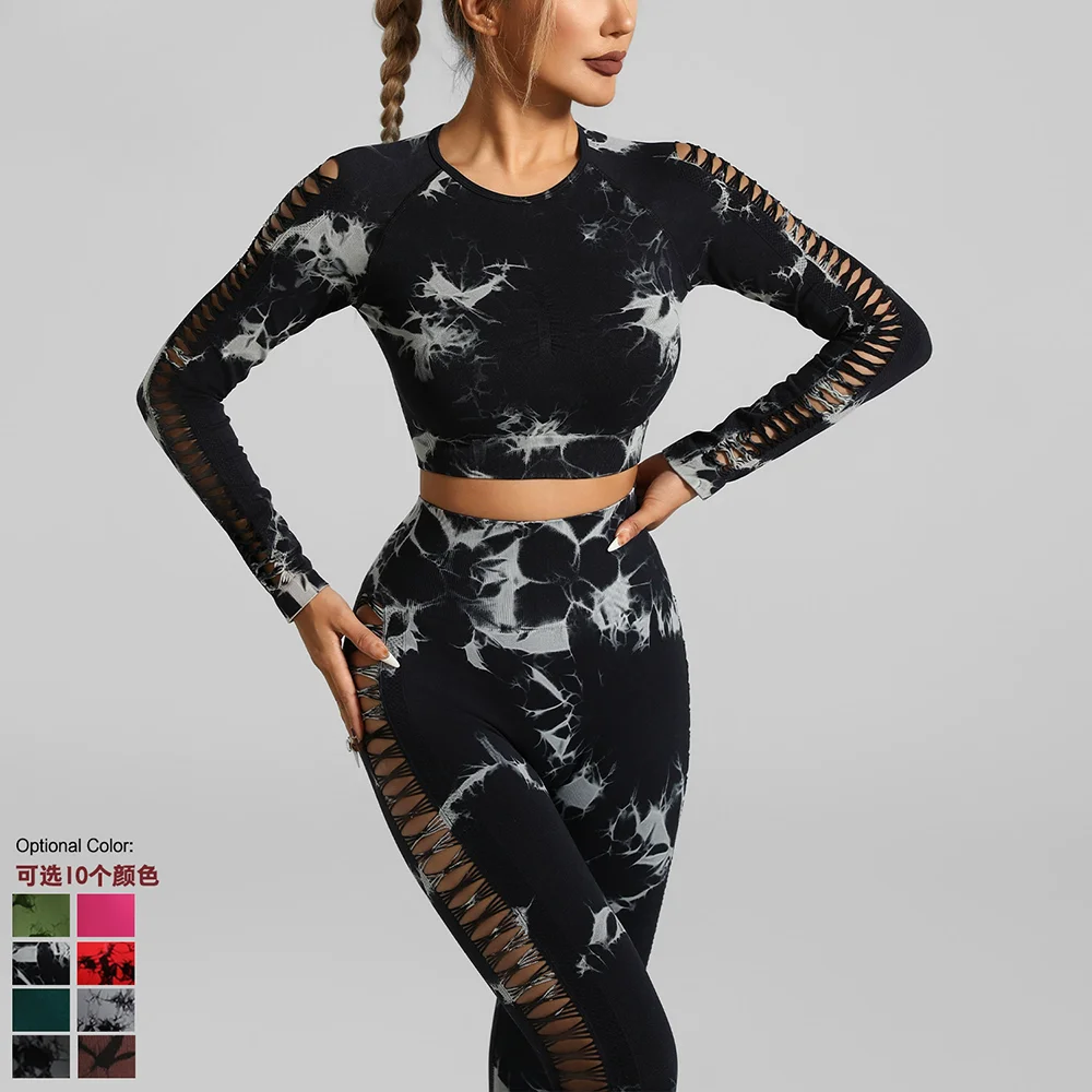 Seamless Tie-Dye Yoga Suit Women's Two-Piece Fitness Suit With Side Hollowed-Out Midriff Peach Butt Suit
Seamless Tie-Dye Yoga Suit Women's Two-Piece Fitness Suit With Side Hollowed-Out Midriff Peach Butt Suit