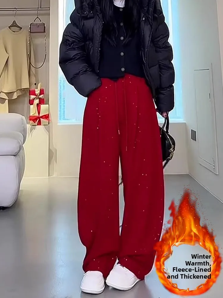 Red Fce Lined Wide Leg Sports Pants Women's Casual Floor Length Thiened Autumn Winter Design Slimming Trendy Leisure Tro...
Red Fce Lined Wide Leg Sports Pants Women's Casual Floor Length Thiened Autumn Winter Design Slimming Trendy Leisure Tro...