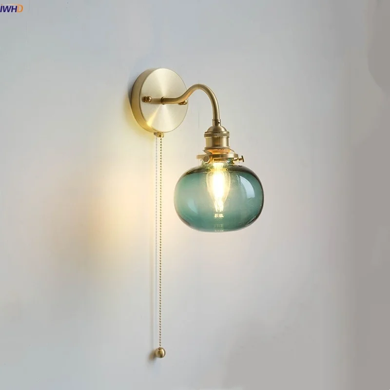 IWHD Green Class Ball LED Wall Light Fixture Bedroom Living Dining Room Copper Socket Pull Chain Switch Wall Lamp Aplique Pared
IWHD Green Class Ball LED Wall Light Fixture Bedroom Living Dining Room Copper Socket Pull Chain Switch Wall Lamp Aplique Pared