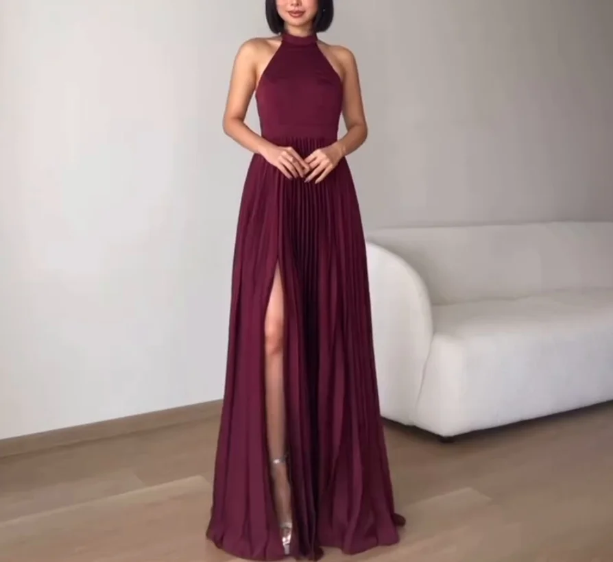2026 Elegant Sexy Spring New Solid Color Backless Hanging Neck Sleeveless Slit Jumpsuit Long Skirt Female Clothing
2026 Elegant Sexy Spring New Solid Color Backless Hanging Neck Sleeveless Slit Jumpsuit Long Skirt Female Clothing