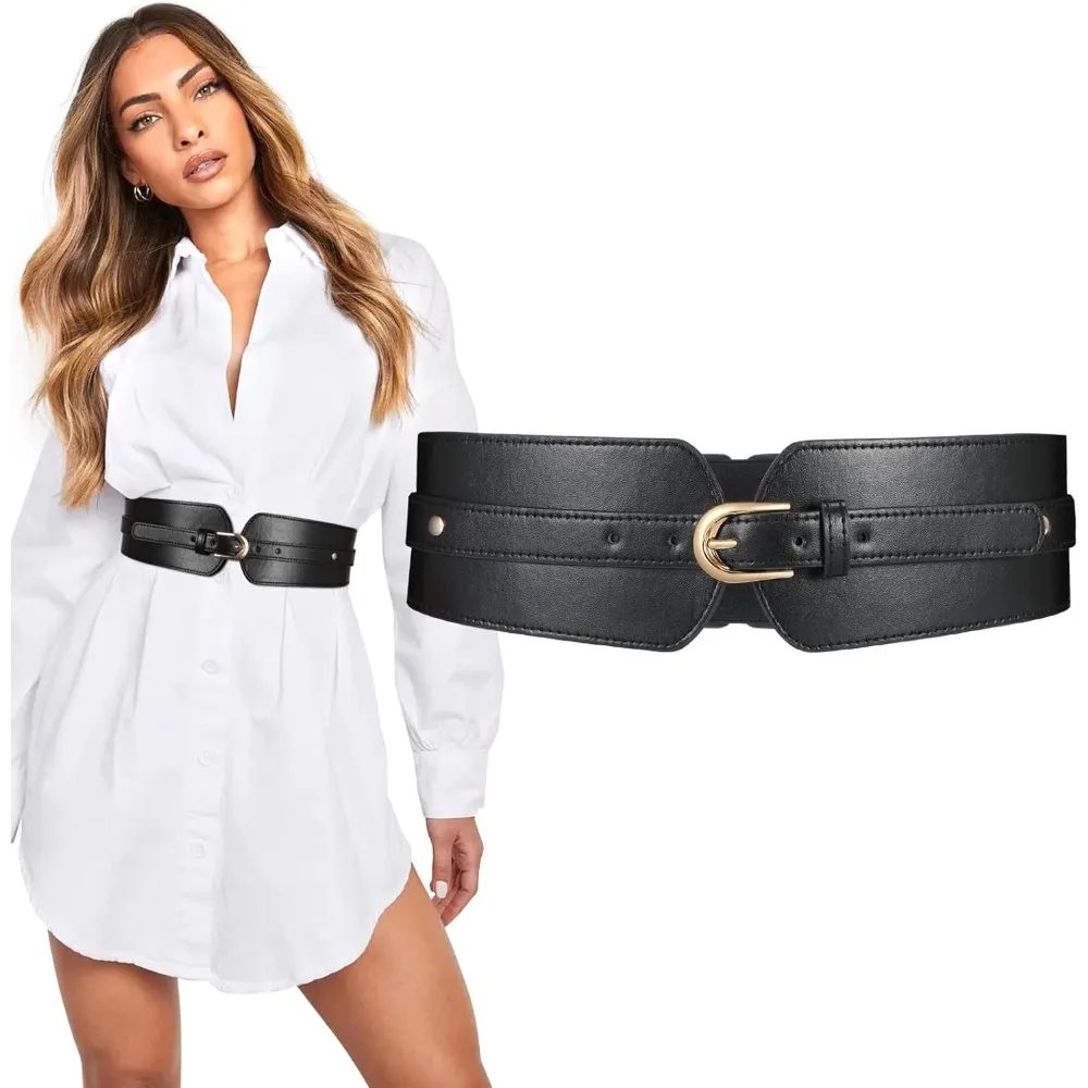 Women Elastic Stretchy Wide Belt Retro Leather Waist Belt for Ladies Dress with Metal Buckle
Women Elastic Stretchy Wide Belt Retro Leather Waist Belt for Ladies Dress with Metal Buckle