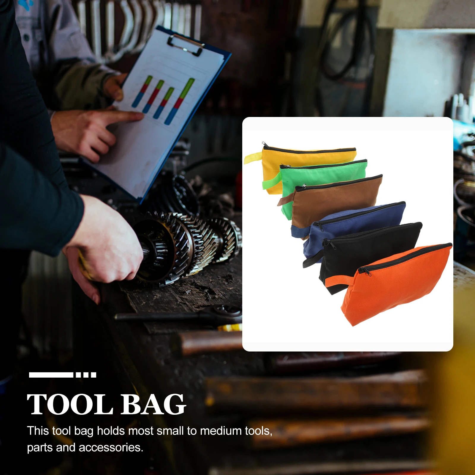 6 Pcs Tool Storage Bag Canvas Pouch with Zipper for Wrench Socket Art Supply Toolkit Hair Product Organizer Bags
6 Pcs Tool Storage Bag Canvas Pouch with Zipper for Wrench Socket Art Supply Toolkit Hair Product Organizer Bags