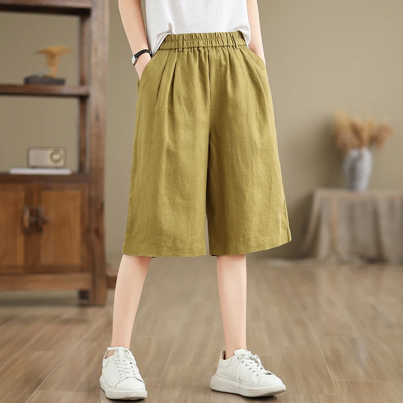 Slimming Effect Casual Cotton Shorts Women's Loose Wide Leg Pants Five-Quarter Length Elastic Waist Summer Fashion Thin Model
Slimming Effect Casual Cotton Shorts Women's Loose Wide Leg Pants Five-Quarter Length Elastic Waist Summer Fashion Thin Model
