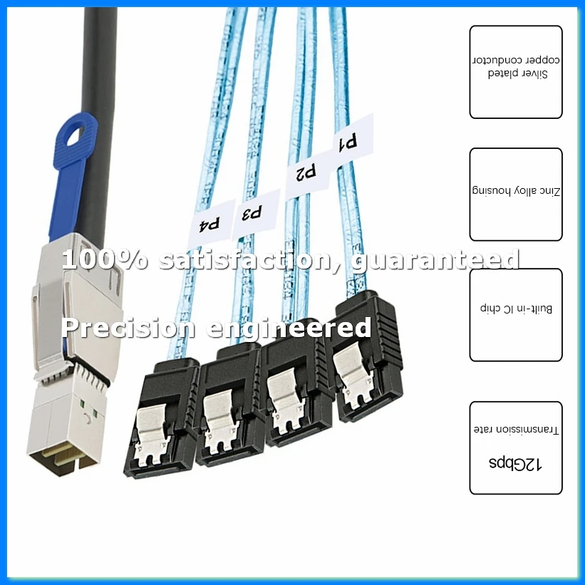 Mini SAS HD SFF-8644 to 4 x SATA 7Pin Hard Disk Cable 12Gbps Server External Hard Disk High-Speed Cable 3.33TF/1M-A09I
Mini SAS HD SFF-8644 to 4 x SATA 7Pin Hard Disk Cable 12Gbps Server External Hard Disk High-Speed Cable 3.33TF/1M-A09I