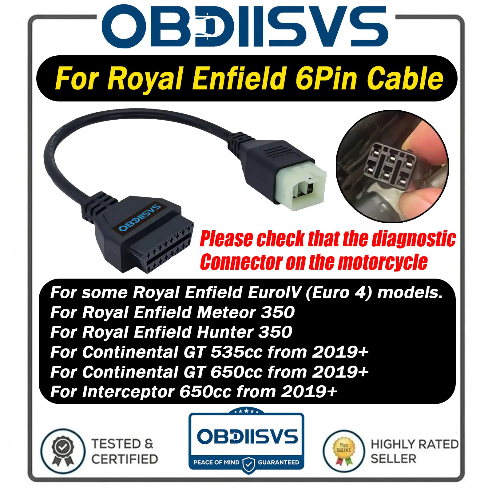 For Royal Enfield 6Pin OBD2 Diagnostic Cable For Hunter 350/Himalayan/Classic 350/Meteor 350 Motorcycle OBDII Adapter Cable
For Royal Enfield 6Pin OBD2 Diagnostic Cable For Hunter 350/Himalayan/Classic 350/Meteor 350 Motorcycle OBDII Adapter Cable