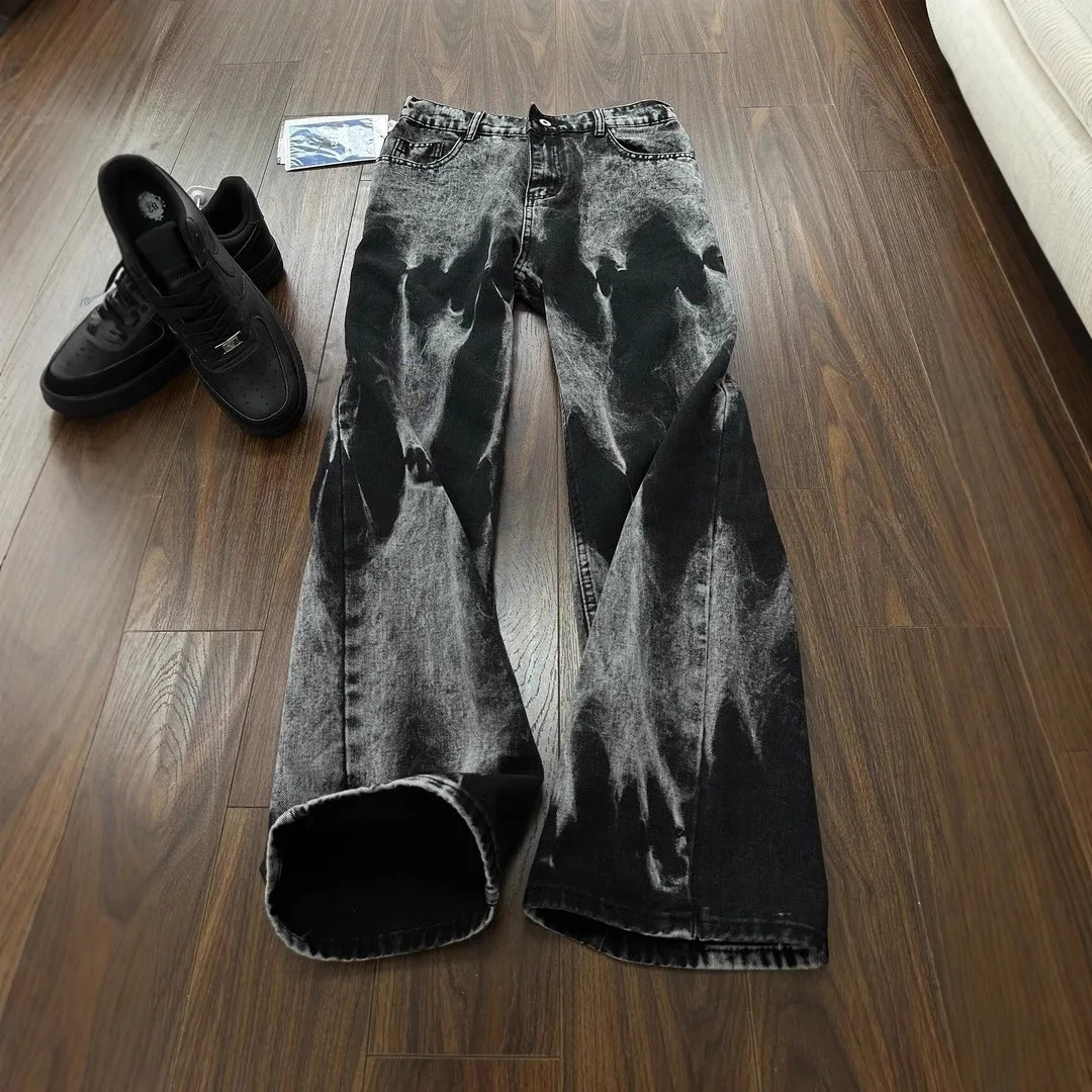 Retro Black Tie-dye Jeans Men's Autumn High-end Pants Loose Straight Trousers
Retro Black Tie-dye Jeans Men's Autumn High-end Pants Loose Straight Trousers