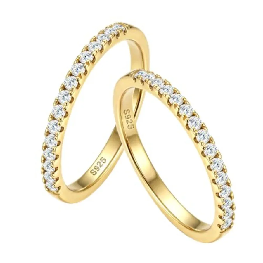 GEMQUEEN 2Pcs Moissanite Rings for Women:18K Plated 925 Sterling Silver Engagement Ring Eternity Wedding Band Dainty Moissanite
GEMQUEEN 2Pcs Moissanite Rings for Women:18K Plated 925 Sterling Silver Engagement Ring Eternity Wedding Band Dainty Moissanite