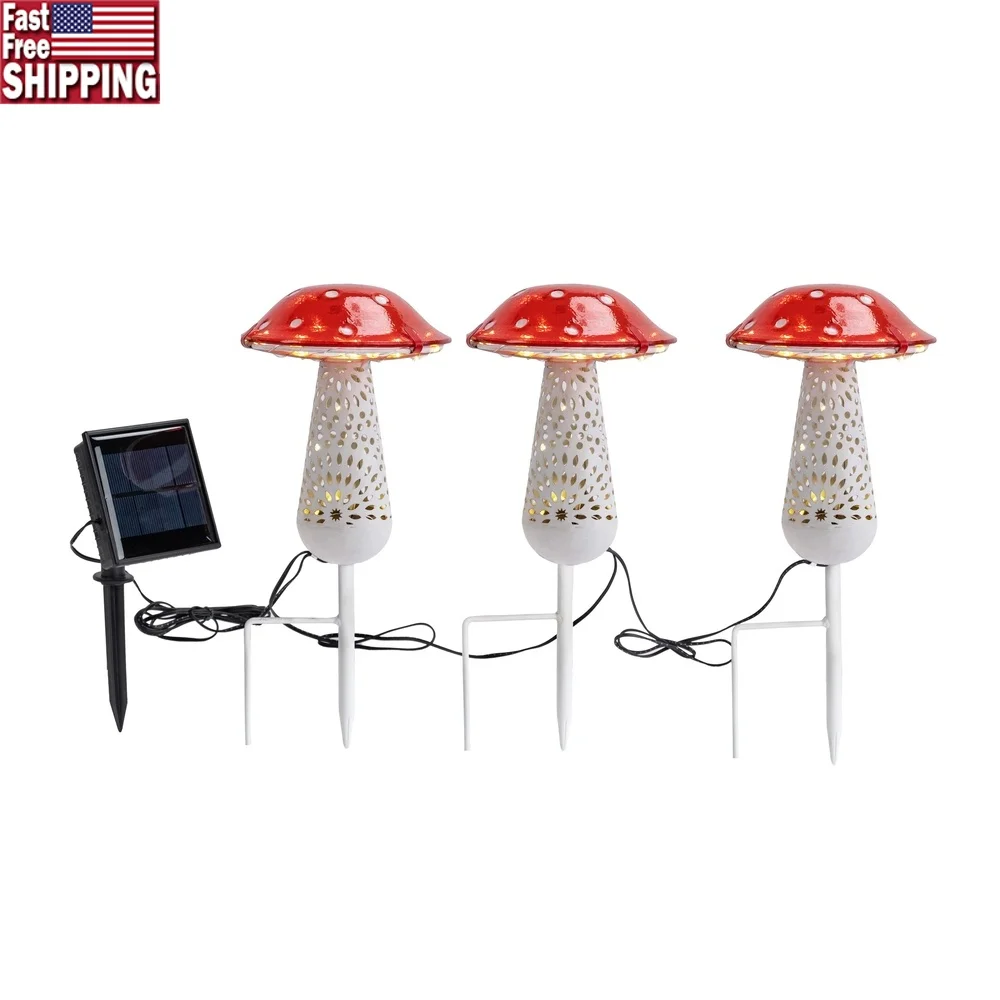 12.2 Inch Solar Powered Mushroom Garden Stake Light UV Resistant Outdoor Decor 3 Pack Durable Metal Glass Easy Assemble 
12.2 Inch Solar Powered Mushroom Garden Stake Light UV Resistant Outdoor Decor 3 Pack Durable Metal Glass Easy Assemble