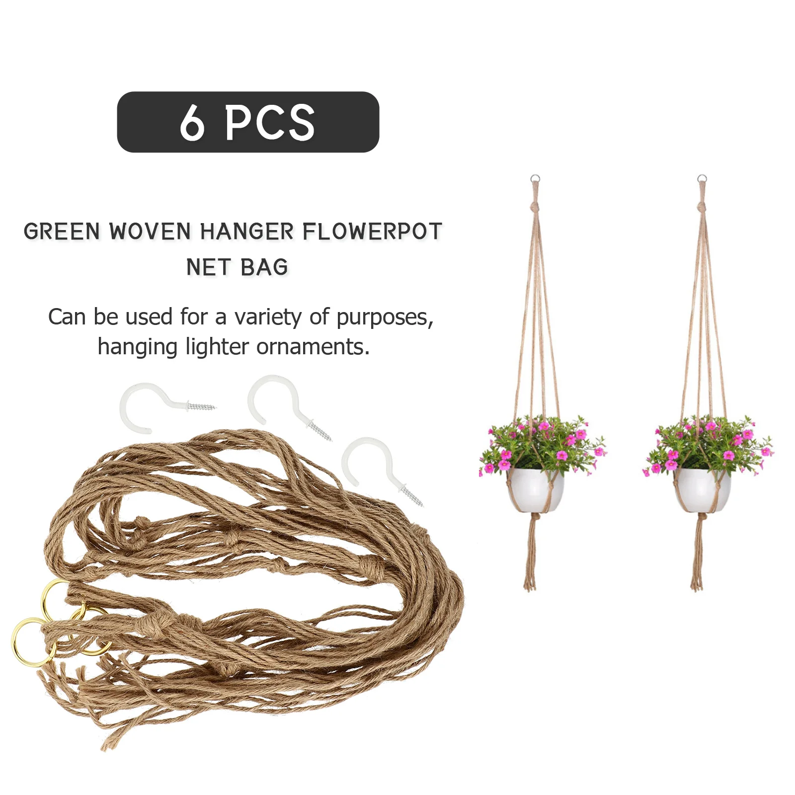 3Sets Macrame Planter Basket Handwoven Rope Net Bag Durable Home Garden Decor Space Saving Plant Hanger Flowerpot Net Bag 
3Sets Macrame Planter Basket Handwoven Rope Net Bag Durable Home Garden Decor Space Saving Plant Hanger Flowerpot Net Bag