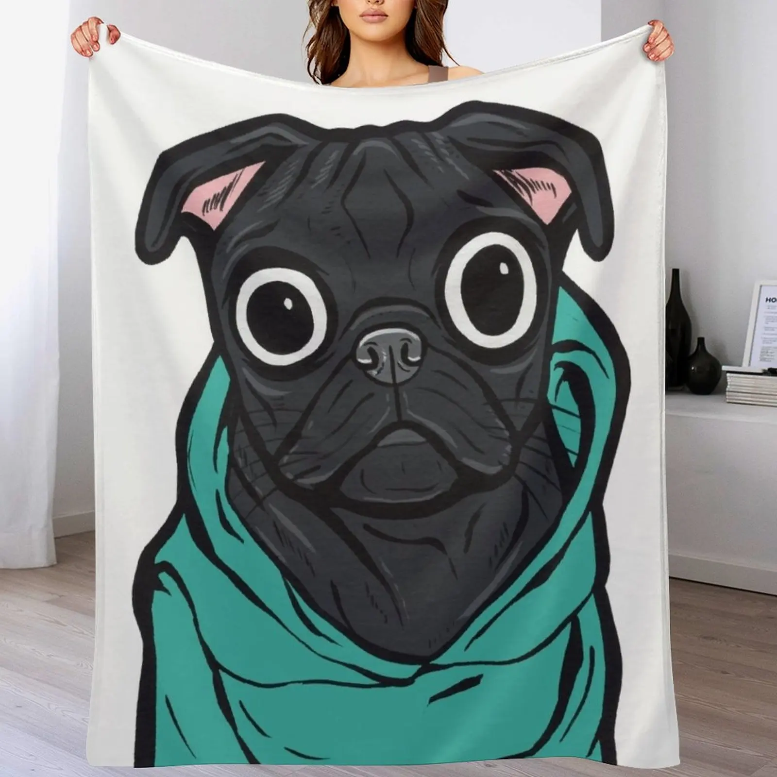 Black Pug Hoodie Throw Blanket Reusable Durable Soft Blanket for All Seasons
Black Pug Hoodie Throw Blanket Reusable Durable Soft Blanket for All Seasons