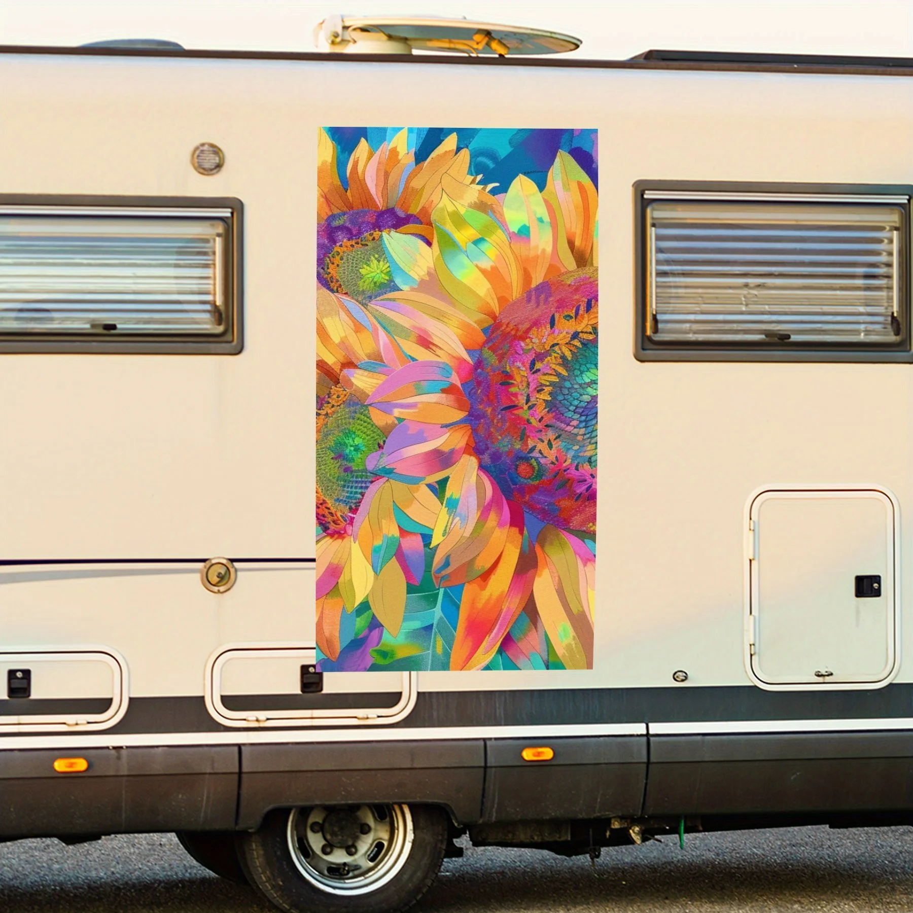 Фэнтезийное искусство подсолнуха, наклейка на дверь автомобиля на колесах, ПВХ, самоводонепроницаемая палочка, яркие автомобильные внешние аксессуары, декор, защита Gif 
Фэнтезийное искусство подсолнуха, наклейка на дверь автомобиля на колесах, ПВХ, самоводонепроницаемая палочка, яркие автомобильные внешние аксессуары, декор, защита Gif