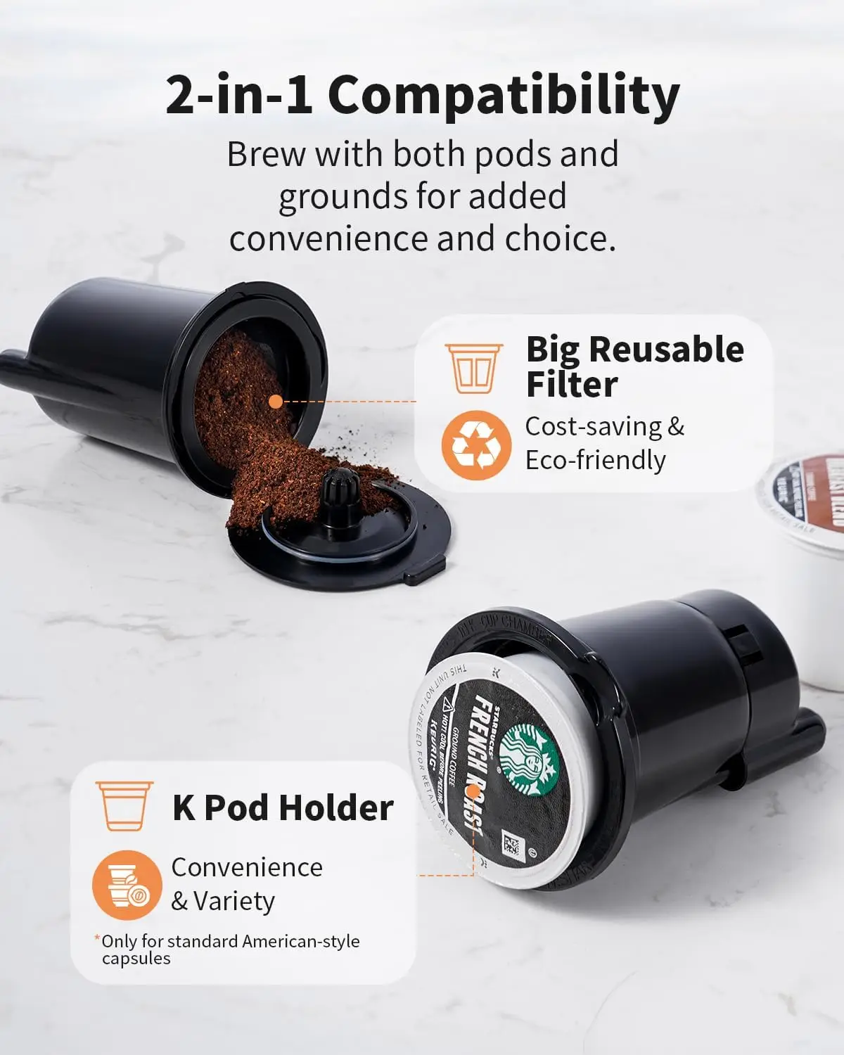 Hot & Iced Coffee Maker with Bold Setting, Single Serve Coffee Maker for K Cup and Grounds,
Hot & Iced Coffee Maker with Bold Setting, Single Serve Coffee Maker for K Cup and Grounds,