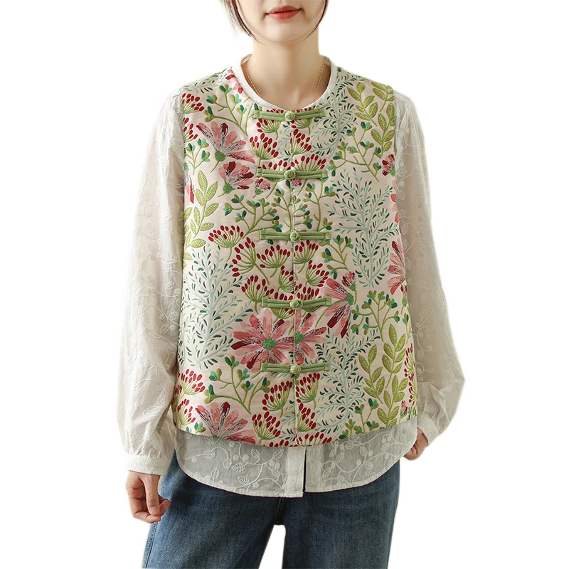 Loose Floral Embroidery Chinese Ethnic Sle Vest Large Size Underwear Outerwear Spring New Arrival Women's Faion Top
Loose Floral Embroidery Chinese Ethnic Sle Vest Large Size Underwear Outerwear Spring New Arrival Women's Faion Top