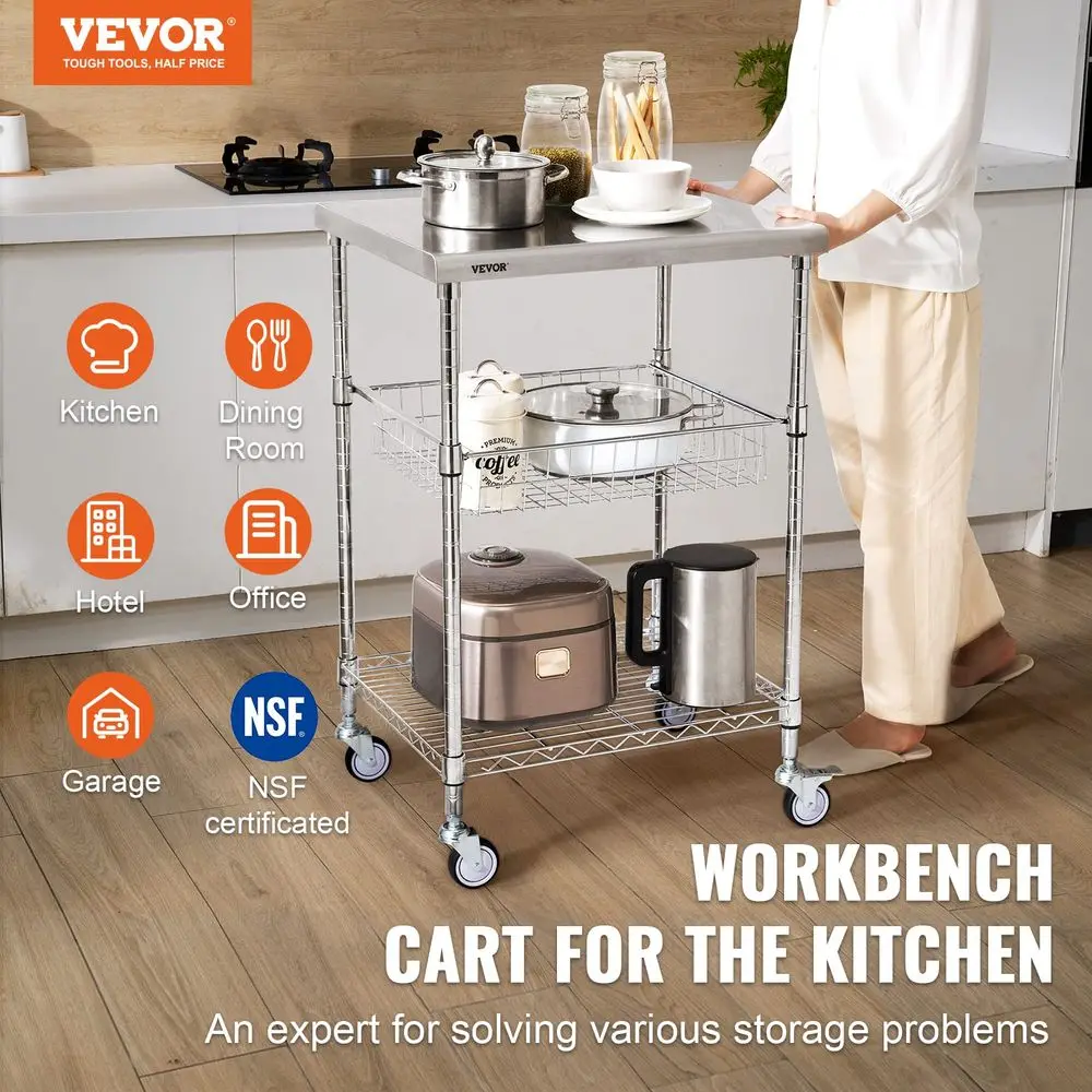 Kitchen Utility Cart, 36.6x20x24 3 Tiers Wire Rolling Cart, 470LBS Capacity Steel Service Cart with Brake Wheels, Storage Troll
Kitchen Utility Cart, 36.6x20x24 3 Tiers Wire Rolling Cart, 470LBS Capacity Steel Service Cart with Brake Wheels, Storage Troll