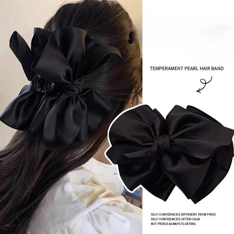 Атласная заколка для волос с большим бантом для девочек, элегантный черный коготь премиум-класса с бантом для женщин, 2025 г., модный аксессуар для волос на спине
Атласная заколка для волос с большим бантом для девочек, элегантный черный коготь премиум-класса с бантом для женщин, 2025 г., модный аксессуар для волос на спине