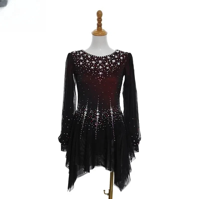 Women's Long Sleeve Figure Skating Performance Dress Rhythmic Lyrical Dance Dress Sparkling Rhinestone Black Dress Dancewear
Women's Long Sleeve Figure Skating Performance Dress Rhythmic Lyrical Dance Dress Sparkling Rhinestone Black Dress Dancewear