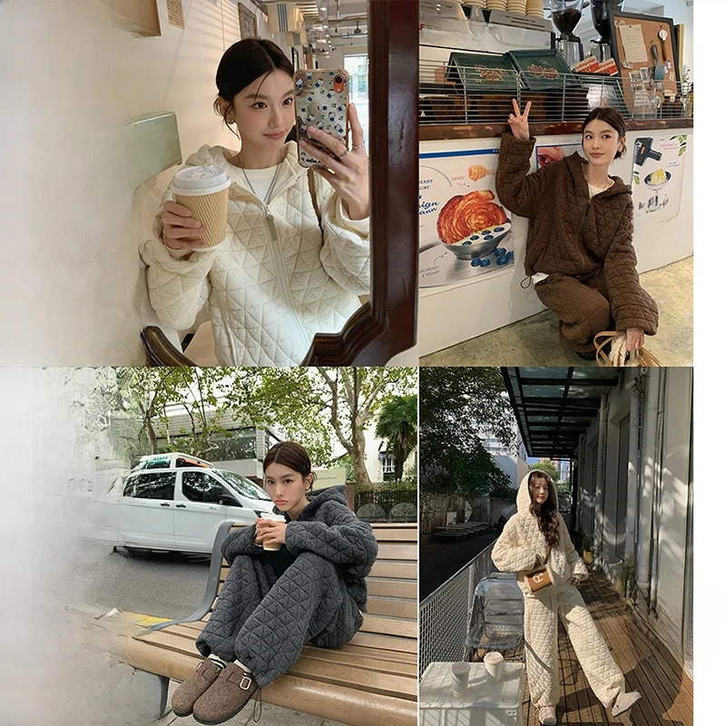 Ibell Zhang Women's Fashion Set Casual Windbreaker with Zipper Inner Cotton Diamond Patterned Trousers High Waist Long Pants
Ibell Zhang Women's Fashion Set Casual Windbreaker with Zipper Inner Cotton Diamond Patterned Trousers High Waist Long Pants