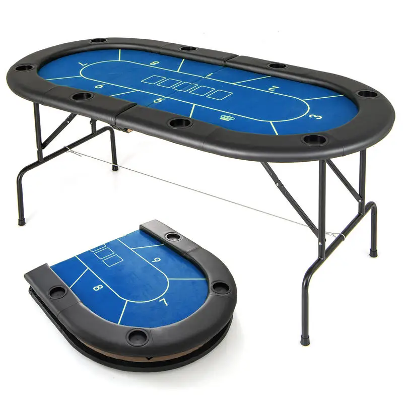 72 x 36 x 30.5 Inch Foldable Poker Table with 8 Cup Holders-Blue
72 x 36 x 30.5 Inch Foldable Poker Table with 8 Cup Holders-Blue