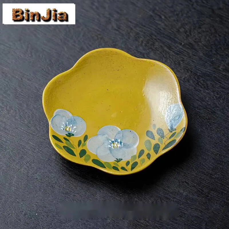 2 шт./компл. грубая керамика, ручная роспись, держатель для чашки с камелией, подставки в японском стиле с лепестками, против ожогов, антикварные кофейные чашки, блюдо для еды