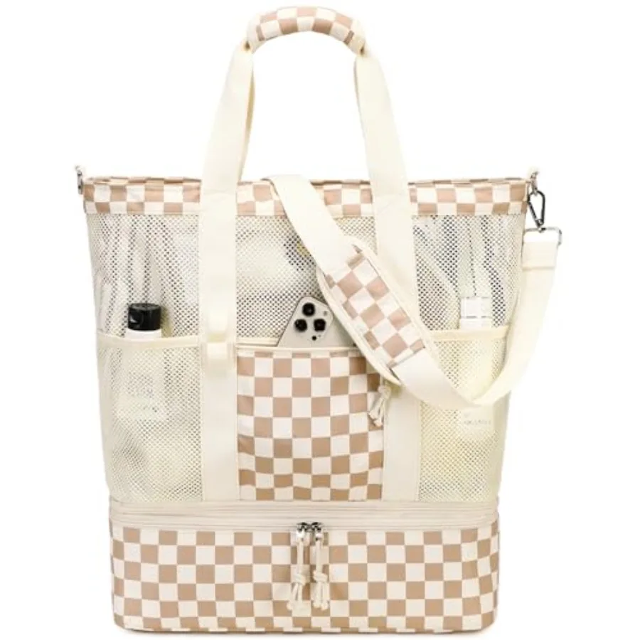 Bluboon Mesh Beach Tote Bag with Cooler Compartment Insulated Detachable Picnic Bag with Zipper and Pocket Pool Bag for Women
Bluboon Mesh Beach Tote Bag with Cooler Compartment Insulated Detachable Picnic Bag with Zipper and Pocket Pool Bag for Women