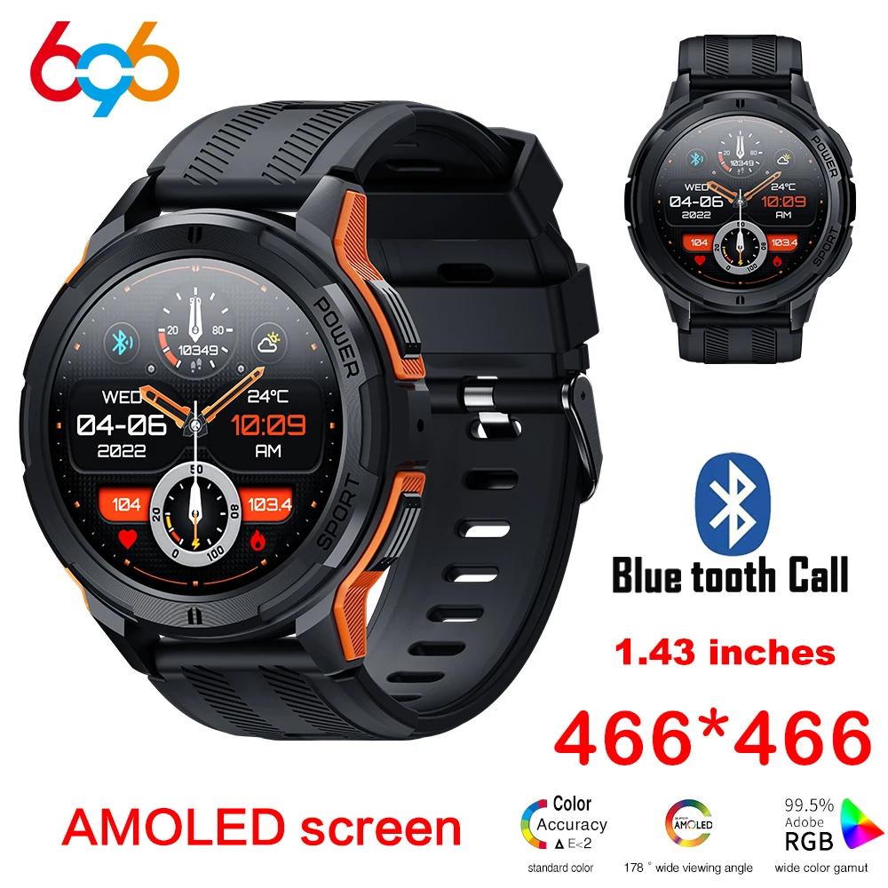 Outdoors Smart Watches Men AMOLED Screen 1.43" 1ATM Waterproof Heart Rate Monitor Sport Smartwatch Blue Tooth Call Women Fitness
Outdoors Smart Watches Men AMOLED Screen 1.43" 1ATM Waterproof Heart Rate Monitor Sport Smartwatch Blue Tooth Call Women Fitness