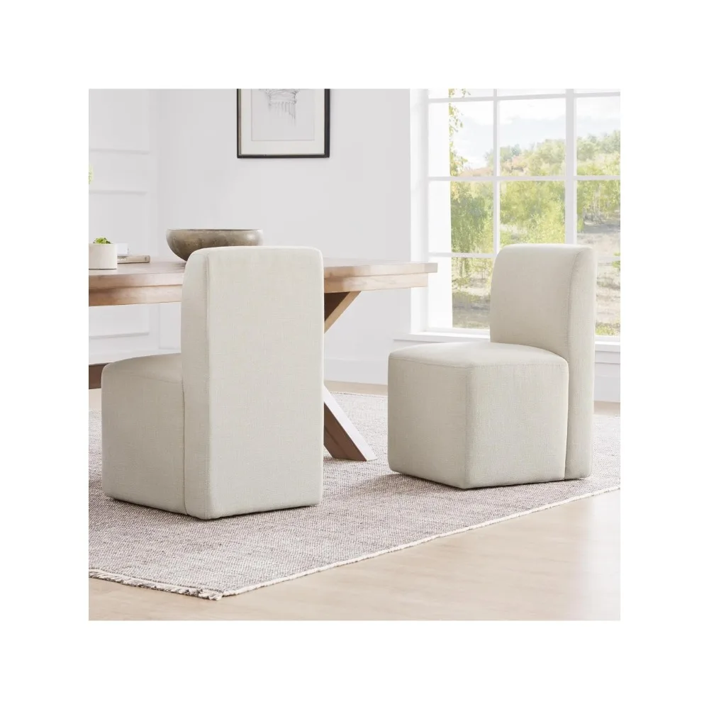 Dining Chairs Set of 2, FSC Certified Upholstered Armless Modern Rolling Dining Chairs with Rollers for Bedroom Reading
Dining Chairs Set of 2, FSC Certified Upholstered Armless Modern Rolling Dining Chairs with Rollers for Bedroom Reading