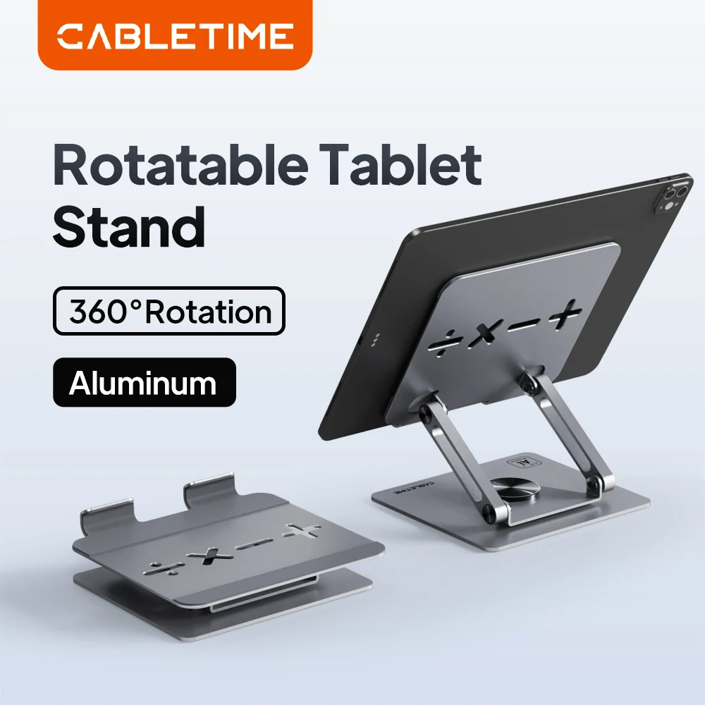 CABLETIME Tablet Stand 360° Rotation Adjustable Aluminum Foldable Stand Holder For Desktop iPad Pro/Air/Min 5-14 inch Switch 2
CABLETIME Tablet Stand 360° Rotation Adjustable Aluminum Foldable Stand Holder For Desktop iPad Pro/Air/Min 5-14 inch Switch 2