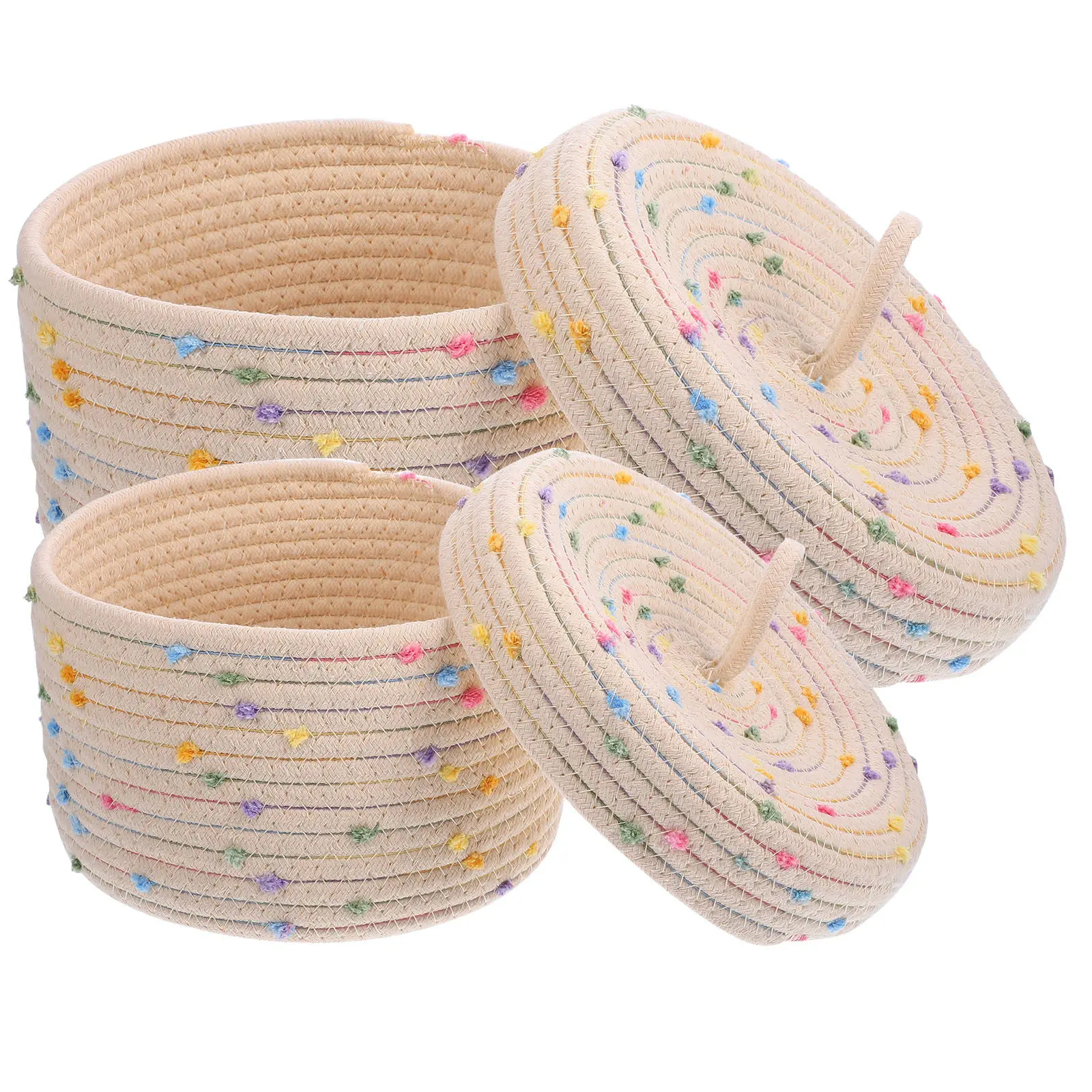 2Pcs Cotton Rope Woven Basket Premium Soft Touch Storage Organizer for Snacks Makeup Sundries Balcony Terrace Home Accessory
2Pcs Cotton Rope Woven Basket Premium Soft Touch Storage Organizer for Snacks Makeup Sundries Balcony Terrace Home Accessory