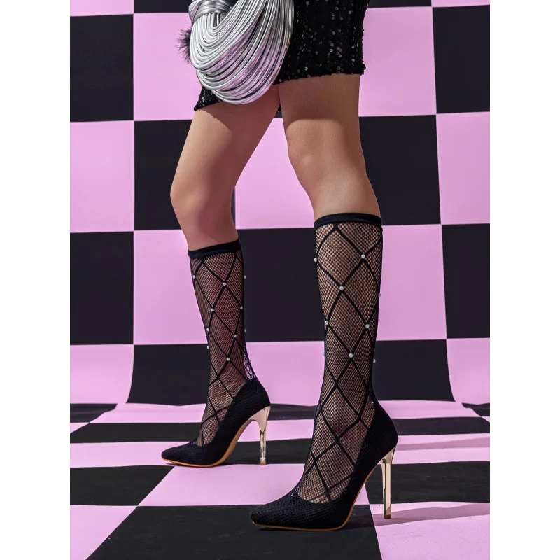 Summer Sexy Black Rhinestone Elastic Breathable High Heel Sandals for Women Outdoor Fashion
Summer Sexy Black Rhinestone Elastic Breathable High Heel Sandals for Women Outdoor Fashion