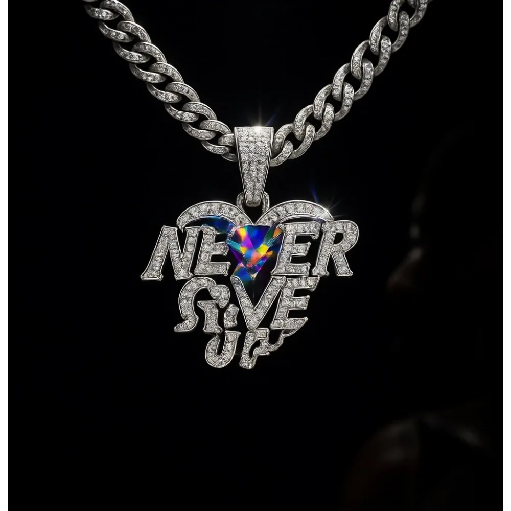 Серебряная цепочка Cuban Link для мужчин с подвеской в виде тигра и креста, украшенная стразами, дизайн в виде кредитной карты с надписью "Never Give Up", хип-хоп ожерелье
Серебряная цепочка Cuban Link для мужчин с подвеской в виде тигра и креста, украшенная стразами, дизайн в виде кредитной карты с надписью "Never Give Up", хип-хоп ожерелье