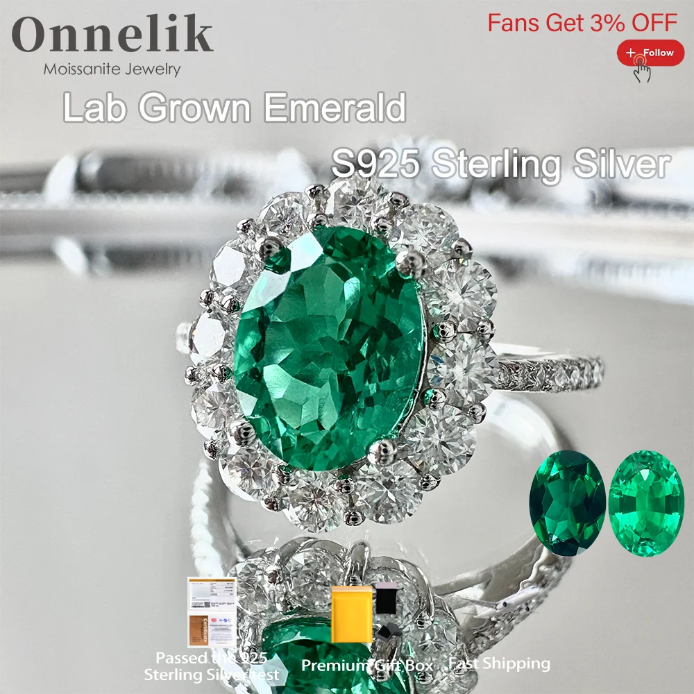 Onnelik 2CT Oval Cut Real Lab Grown Columbia/Zambia Emerald S925 Sterling Silver with Moissanite Diamond Rings for Women Jewelry
Onnelik 2CT Oval Cut Real Lab Grown Columbia/Zambia Emerald S925 Sterling Silver with Moissanite Diamond Rings for Women Jewelry