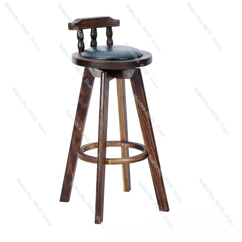 Solid wood carbonized bar chair, American rotating bar chair, high dining table and chairs
Solid wood carbonized bar chair, American rotating bar chair, high dining table and chairs