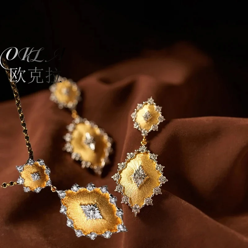 OKLA Retro Italian Jewelry Gold-plated Geometric Pendant Necklaces Long Pendant Earrings Banquet Party Jewelry Sets For Women
OKLA Retro Italian Jewelry Gold-plated Geometric Pendant Necklaces Long Pendant Earrings Banquet Party Jewelry Sets For Women