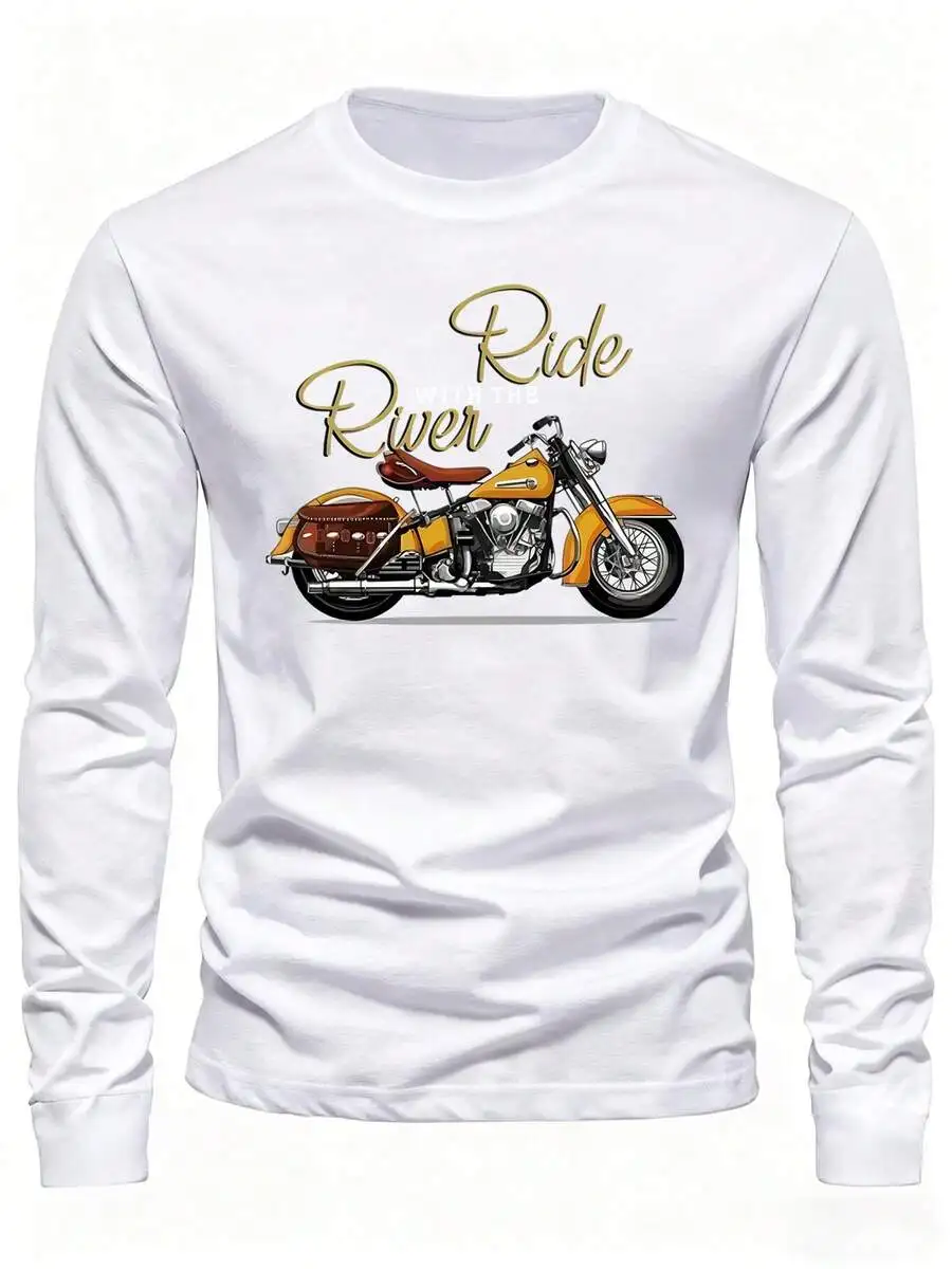 Mens Long Sleeve Graphic Tee With Vintage Motorcycle Print Ride With The River
Mens Long Sleeve Graphic Tee With Vintage Motorcycle Print Ride With The River