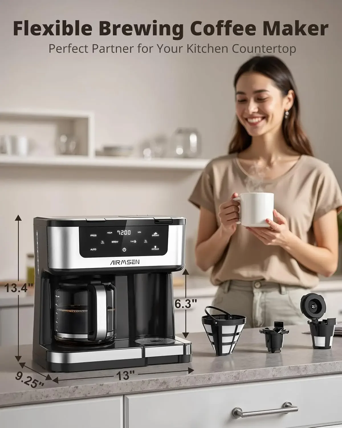 Hot-sellingHot-selling12 Cup Programmable Dual Coffee Maker Single Serve Machine for K Cup Pods Ground 1000W Fast Brew Delay Sta
Hot-sellingHot-selling12 Cup Programmable Dual Coffee Maker Single Serve Machine for K Cup Pods Ground 1000W Fast Brew Delay Sta