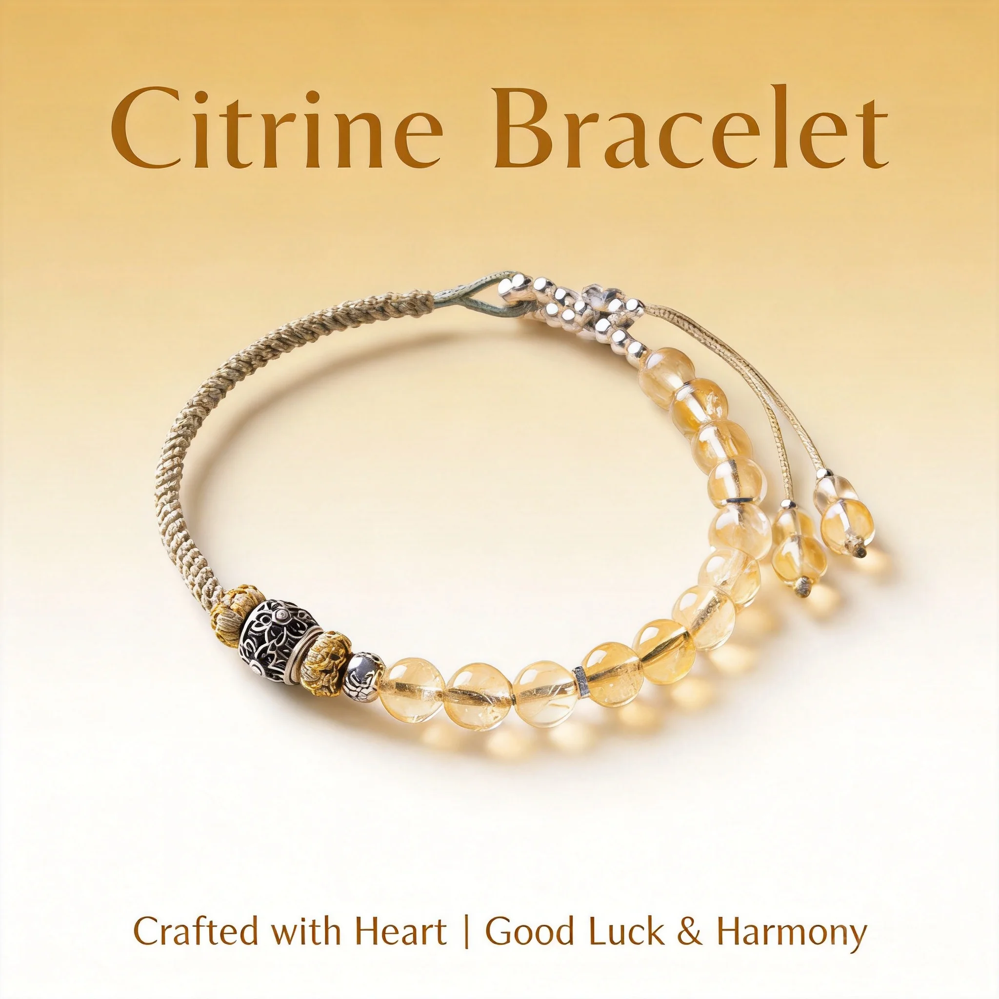 Chinese Style Auspicious Citrine Beaded Bracelet Hand Woven Adjustable Lucky Wealth Attracting Vintage Silver Jewelry For Women
Chinese Style Auspicious Citrine Beaded Bracelet Hand Woven Adjustable Lucky Wealth Attracting Vintage Silver Jewelry For Women
