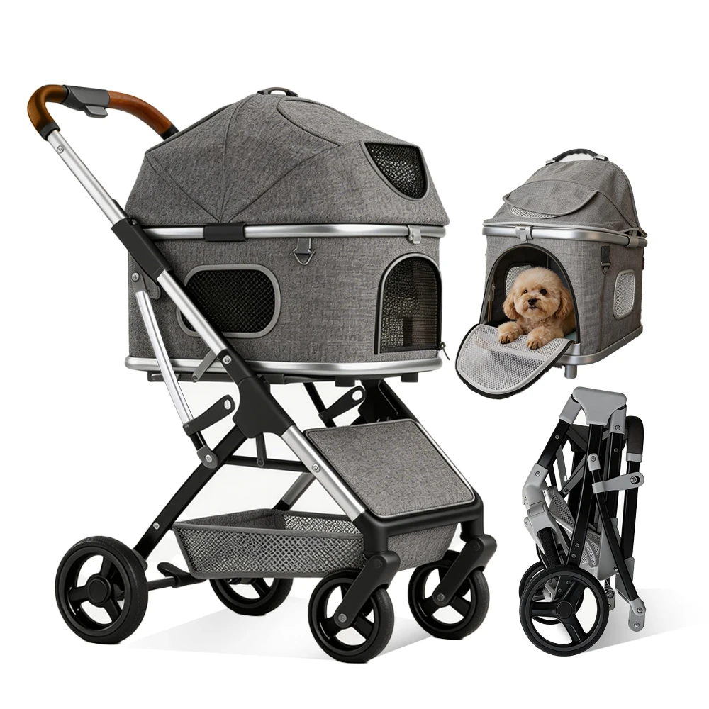 Pet Stroller for Medium Dogs & Cats Up to 55lbs, 2-in-1 Convertible Design with Removable Carrier & One-Click Folding Dog Stroller with 4Wheels
Pet Stroller for Medium Dogs & Cats Up to 55lbs, 2-in-1 Convertible Design with Removable Carrier & One-Click Folding Dog Stroller with 4Wheels