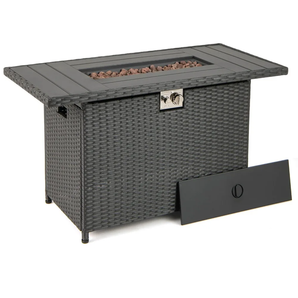 44.5" Propane Fire Pit Table w/ Metal Slatted Tabletop & Stainless Steel Burner
44.5" Propane Fire Pit Table w/ Metal Slatted Tabletop & Stainless Steel Burner
