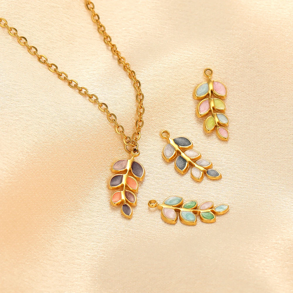 5pcs Stainless Steel Enamel Leaves Charms 18K Gold Pendants for DIY Exquisite Jewelry Findings Necklaces Earrings Making Bulk
5pcs Stainless Steel Enamel Leaves Charms 18K Gold Pendants for DIY Exquisite Jewelry Findings Necklaces Earrings Making Bulk