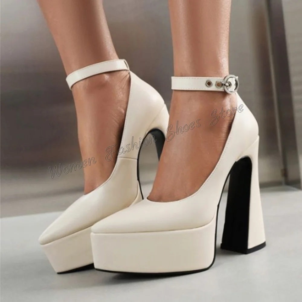 White Platform Ankle Strap Pumps Chunky High Heels Pointed Toe High Heel Shoes for Women Heels 2024 New Zapatos Para Mujere
White Platform Ankle Strap Pumps Chunky High Heels Pointed Toe High Heel Shoes for Women Heels 2024 New Zapatos Para Mujere