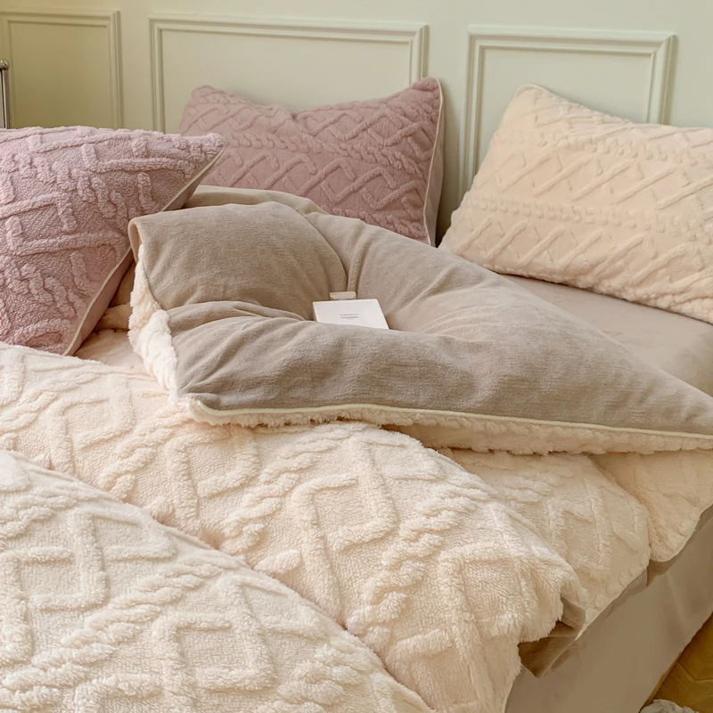 Taff-Velvet Bedding Set, Duvet Cover, Flannel Fleece, Flat Sheet, Pillowcase, Queen, Thick, 3D Jacquard, Winter, Home Linens
Taff-Velvet Bedding Set, Duvet Cover, Flannel Fleece, Flat Sheet, Pillowcase, Queen, Thick, 3D Jacquard, Winter, Home Linens