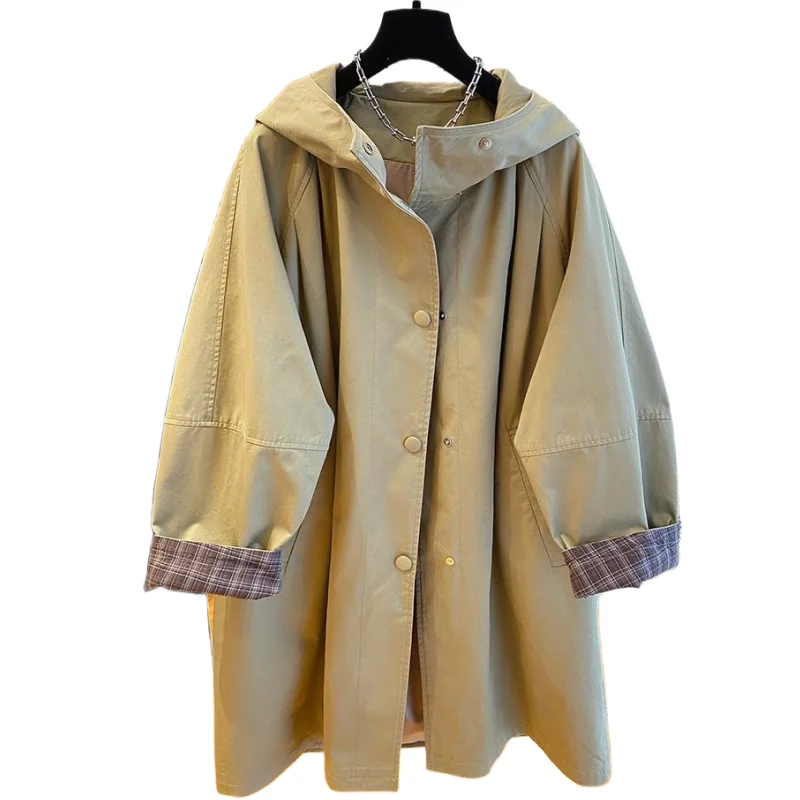 SuperAen Hooded Trench Women 2025 Spring New Korean Style Fashion Mid-length Loose Casual Spliced Long-sleeved Coats
SuperAen Hooded Trench Women 2025 Spring New Korean Style Fashion Mid-length Loose Casual Spliced Long-sleeved Coats