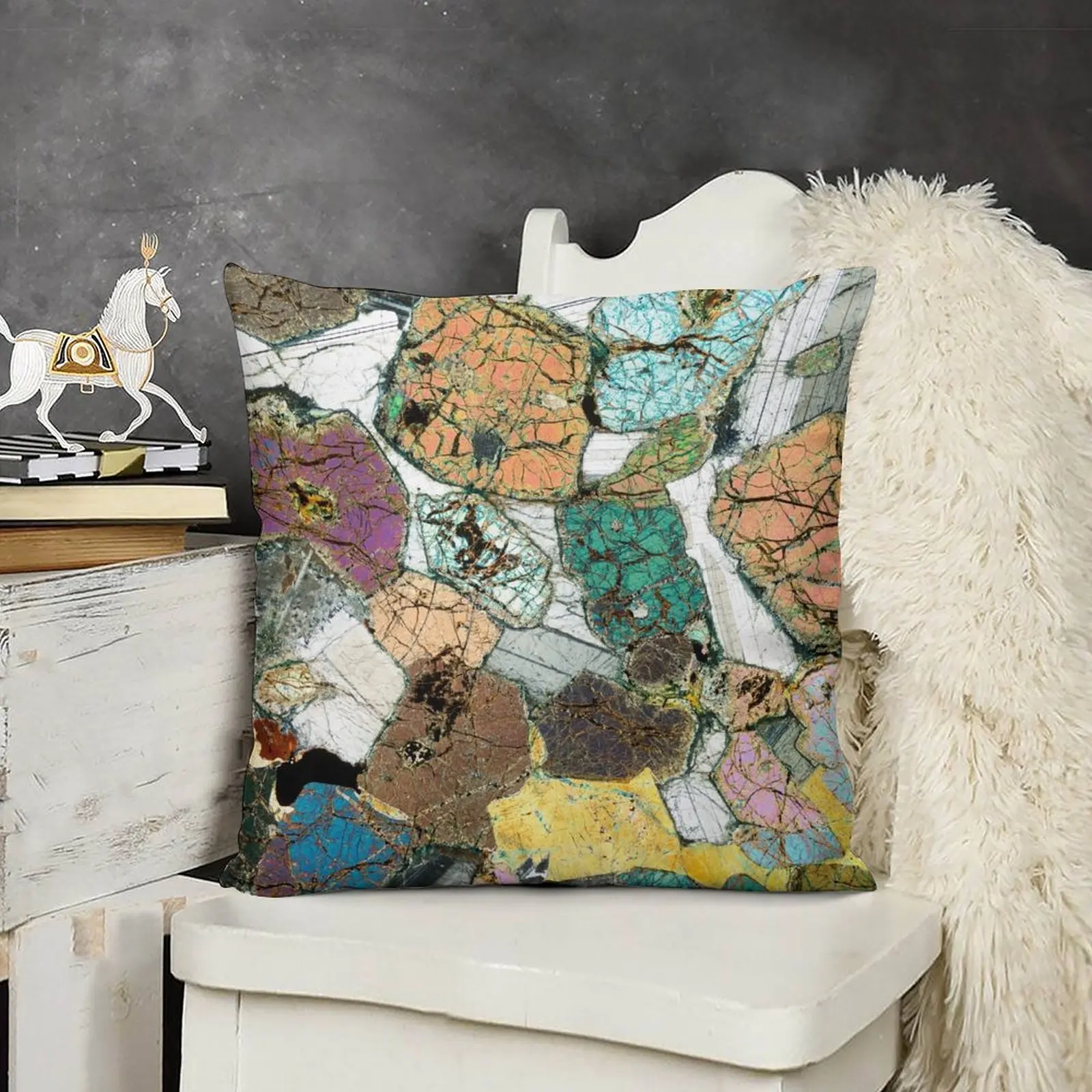 Geology gift - Peridotite from Ardnamurchan, Scotland Rock Thin Section Microscope Photo Throw Pillow Pillowcase pillow
Geology gift - Peridotite from Ardnamurchan, Scotland Rock Thin Section Microscope Photo Throw Pillow Pillowcase pillow