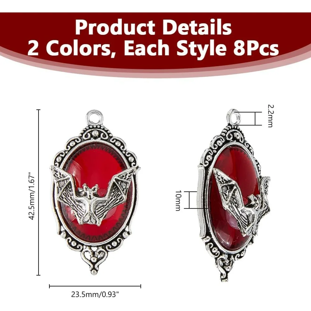 16Pcs 2 Colors Alloy Bat Charms Halloween Theme Pendants Gothic Pendants for Jewelry Making Bulk DIY Decorative Hole: 2.2mm
16Pcs 2 Colors Alloy Bat Charms Halloween Theme Pendants Gothic Pendants for Jewelry Making Bulk DIY Decorative Hole: 2.2mm