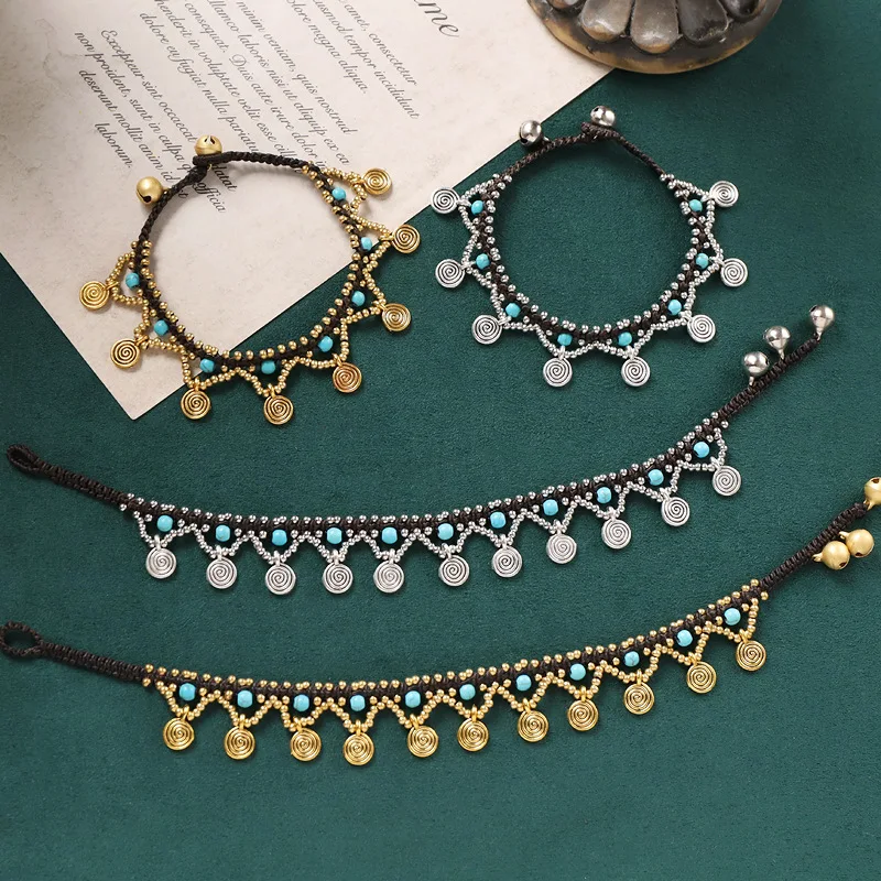 Vintage Bohemian Style Bracelets for Women Gold Silver Color Ethnic Style Woven Copper Bead Beach Anklets Exotic Summer Jewelry
Vintage Bohemian Style Bracelets for Women Gold Silver Color Ethnic Style Woven Copper Bead Beach Anklets Exotic Summer Jewelry