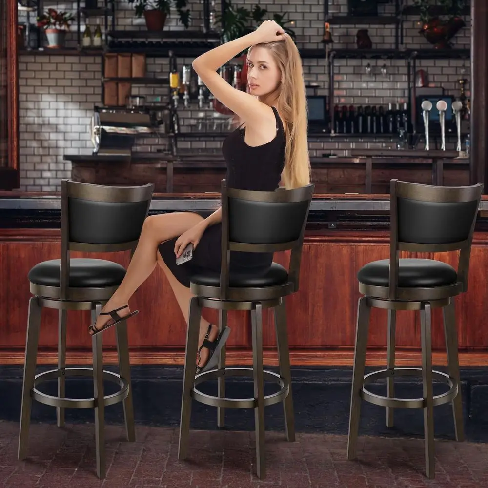 Swivel Bar Stools Set of 4, 26 Inch Counter Height Barstools, Black Faux Leather Bar Stool with High Backrest amp Solid Wood Le
Swivel Bar Stools Set of 4, 26 Inch Counter Height Barstools, Black Faux Leather Bar Stool with High Backrest amp Solid Wood Le