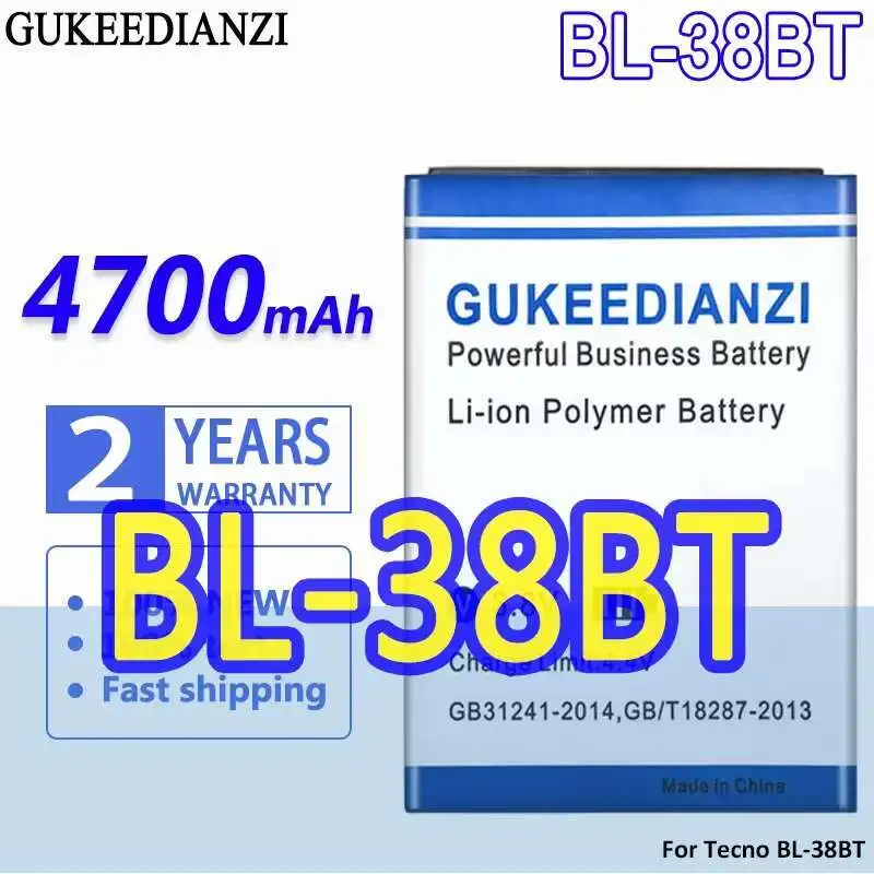 Замена аккумулятора мобильного телефона 4700 мАч премиум-класса для Tecno BL-38BT Safe
Замена аккумулятора мобильного телефона 4700 мАч премиум-класса для Tecno BL-38BT Safe