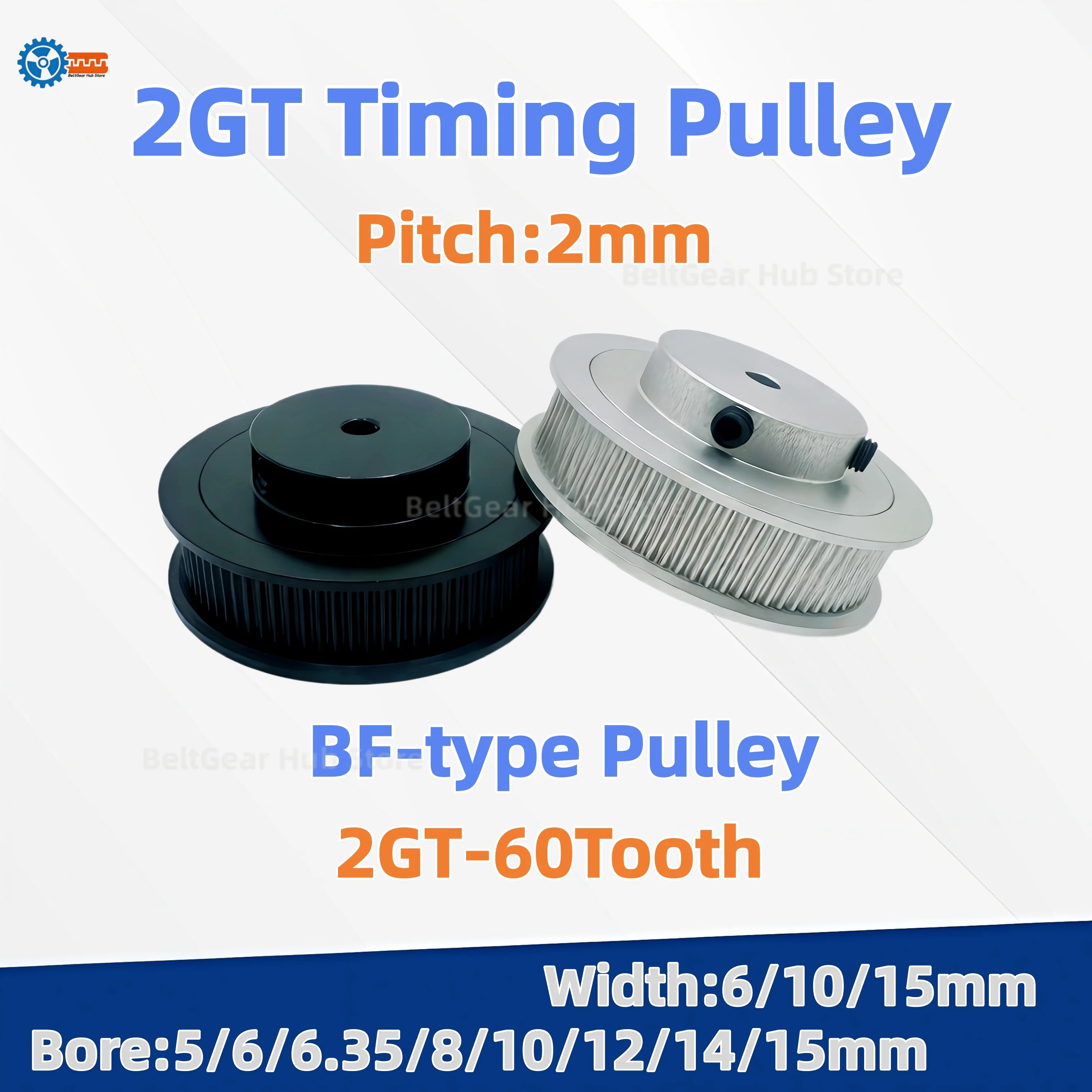 2GT/GT2 Timing Pulley 60T Tooth Teeth Bore 5/6/6.35/8/10/12/14/15mm Synchronous Wheels Width 6mm/10/mm/15mm for CNC 3D Printer
2GT/GT2 Timing Pulley 60T Tooth Teeth Bore 5/6/6.35/8/10/12/14/15mm Synchronous Wheels Width 6mm/10/mm/15mm for CNC 3D Printer