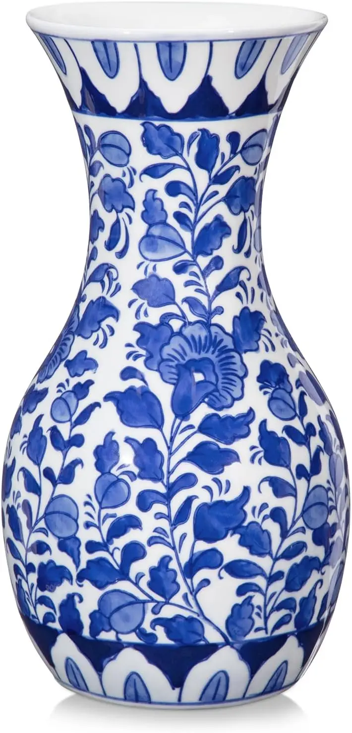 Blue and White Ceramic Vase, 11 Inch Retro Floral Chinoiserie Decor for Table Shelf
Blue and White Ceramic Vase, 11 Inch Retro Floral Chinoiserie Decor for Table Shelf