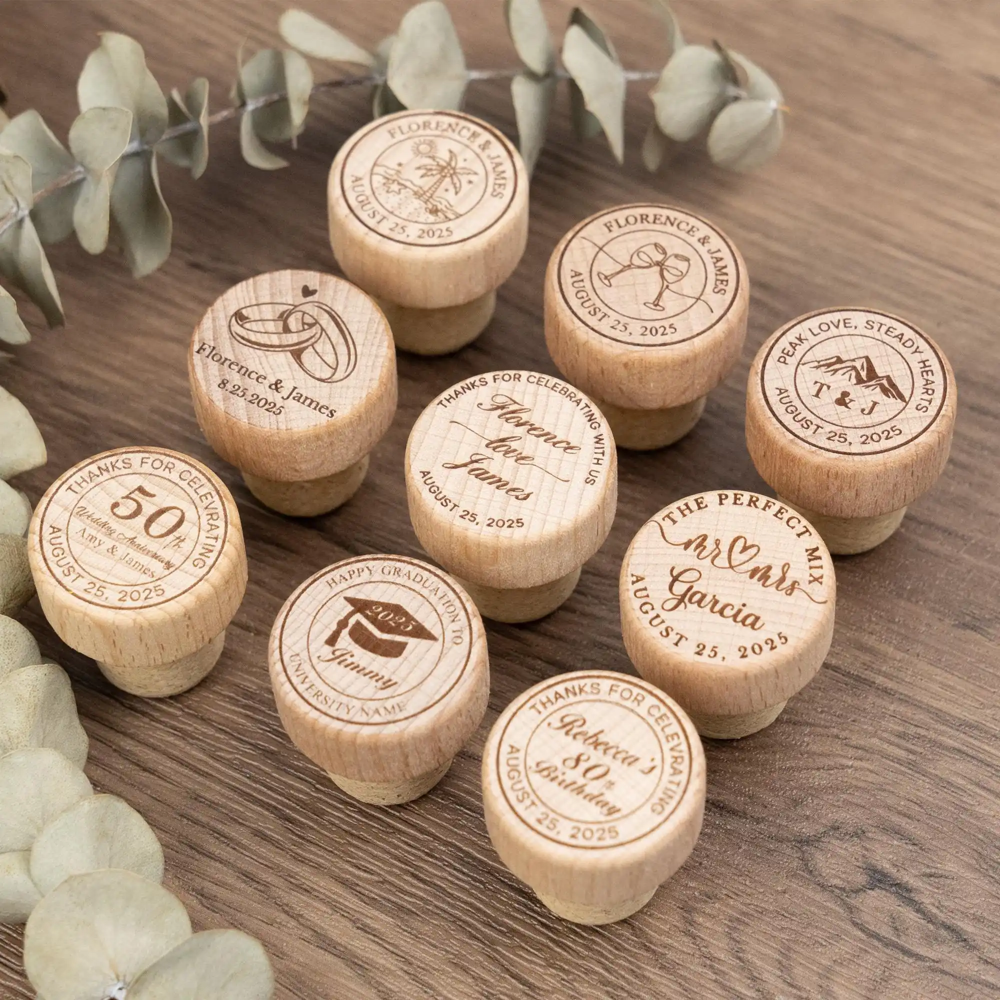 10 pcs Custom Wine Cork Bottle Stoppers Personalized Wedding Gifts For Guests Bridal Shower Favors Graduation Souvenirs
10 pcs Custom Wine Cork Bottle Stoppers Personalized Wedding Gifts For Guests Bridal Shower Favors Graduation Souvenirs